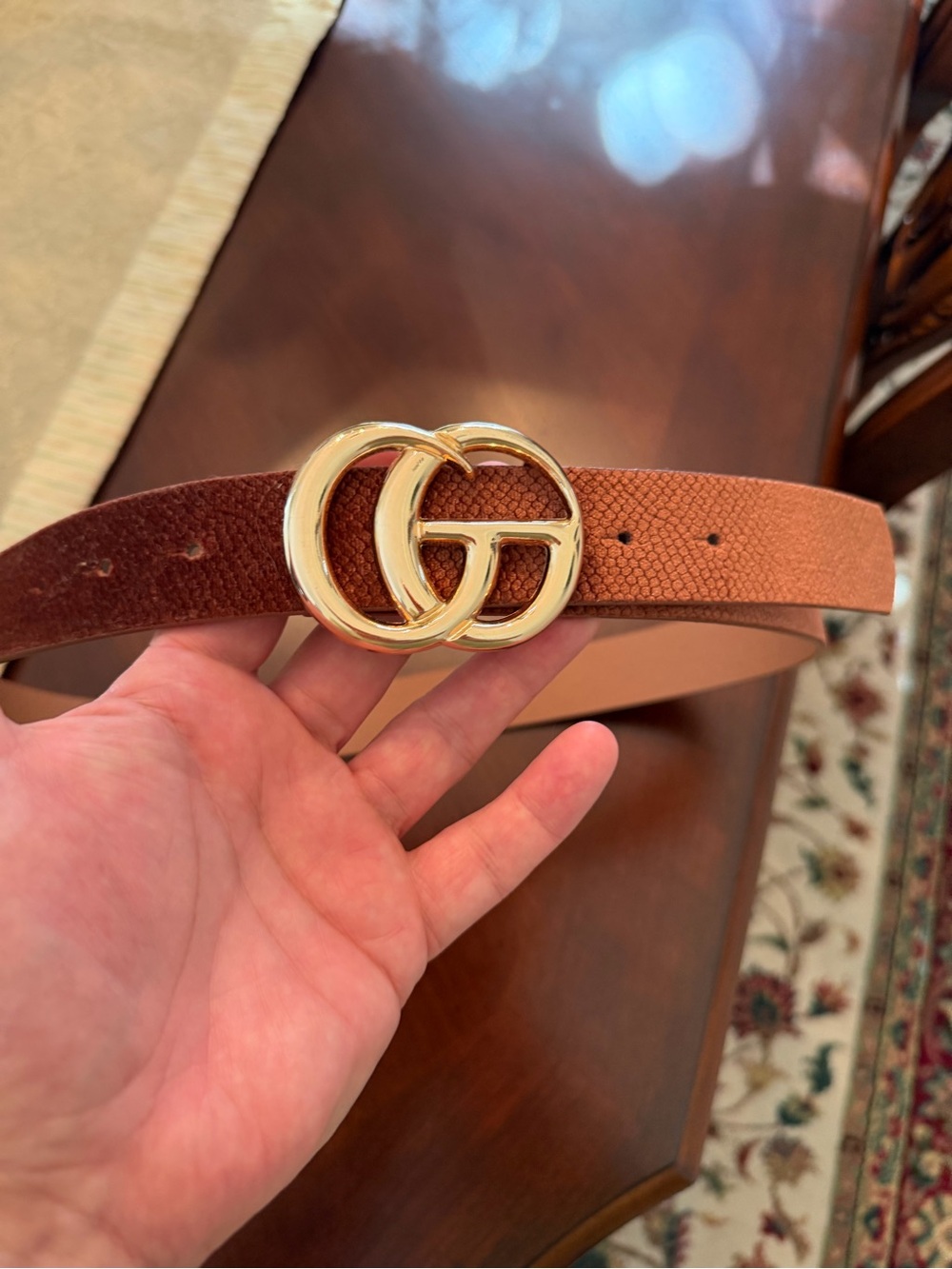 Classic Double-G Buckle Leather Belt - Brown